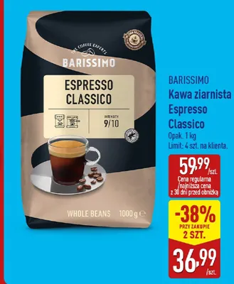 Kawa ziarnista Espresso Classico Barissimo promocja w Aldi
