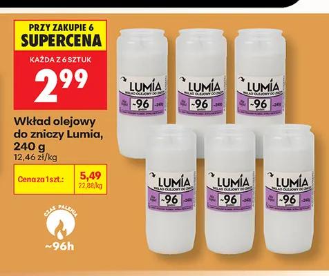 Wkład olejowy do zniczy Lumia promocja w Biedronka
