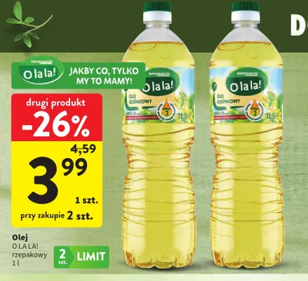 Olej rzepakowy O la la! promocja w Intermarche