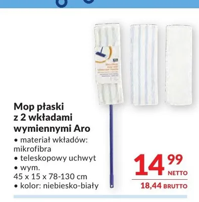 Mop płaski z 2 wkładami wymiennymi Aro promocja w Makro