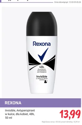 Dezodorant roll-on Invisible on Black & White clothes 48h promocja w Rossmann