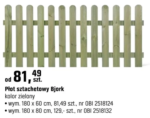Płot sztachetowy Bjork promocja w OBI