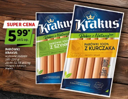 Parówki 100% z kurczaka Krakus Dobre z Natury promocja w Groszek