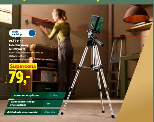 Laser krzyżowy ze statywem Parkside promocja w Lidl