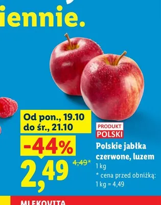 Jabłka czerwone polskie luzem promocja w Lidl