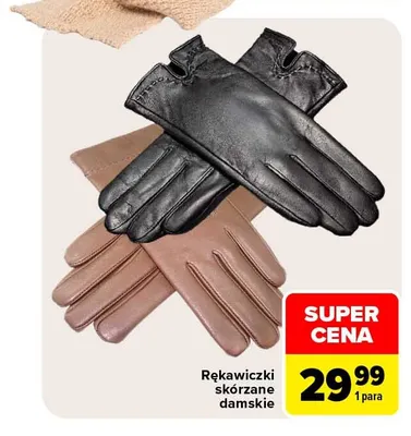 Rękawiczki skórzane damskie promocja w Carrefour