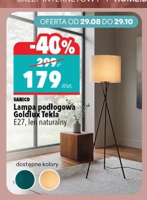 Lampa podłogowa Goldlux Tekla E27 len naturalny Sanico promocja w Biedronka Home