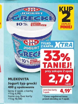 Jogurt typ grecki Mlekovita promocja w Kaufland