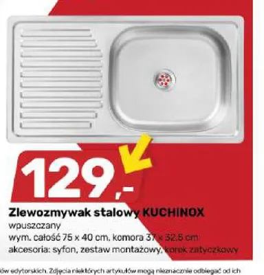 Zlewozmywak stalowy KUCHINOX promocja w Bricomarche