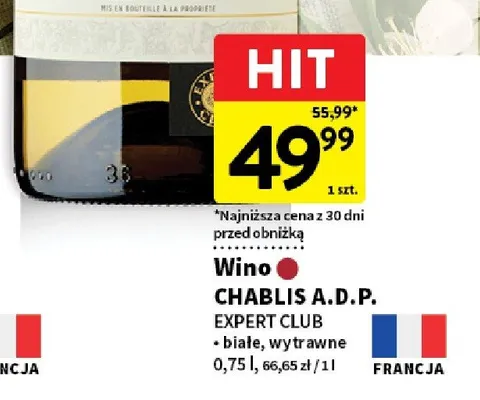 Wino Chablis A.D.P. białe, wytrawne promocja w Intermarche