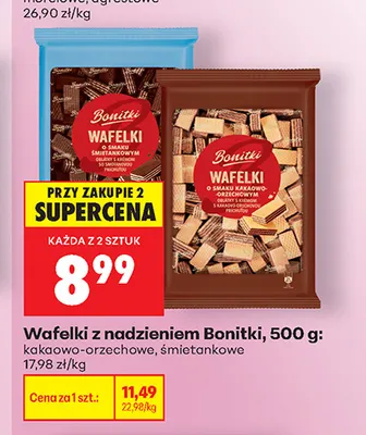 Wafelki z nadzieniem kakaowo-orzechowe Bonitki promocja w Biedronka