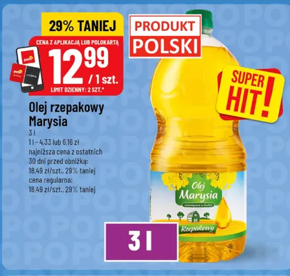 Olej rzepakowy Marysia promocja w POLOmarket