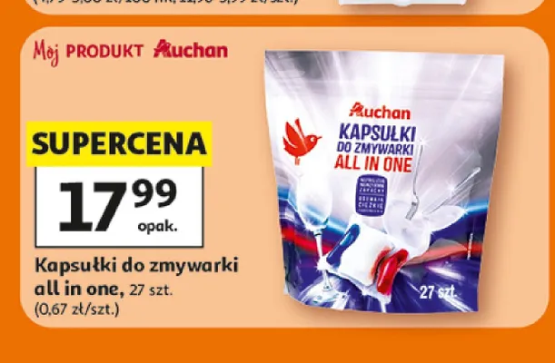 Kapsułki do zmywarki all in one Auchan promocja w Auchan