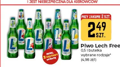 Piwo bezalkoholowe Lech Free 0,0% Granat i Acai promocja w Społem Częstochowa