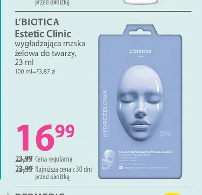 Estetic Clinic wygładzająca maska żelowa do twarzy L'Biotica promocja w Hebe