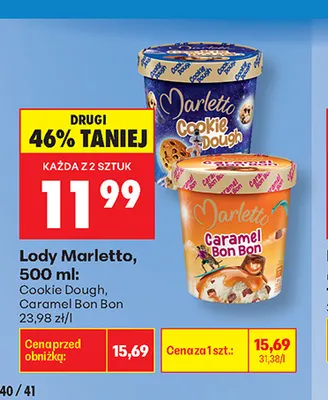 Lody Marletto Cookie Dough promocja w Biedronka