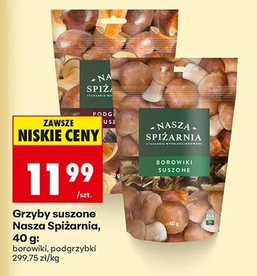 Grzyby suszone borowiki promocja w Biedronka