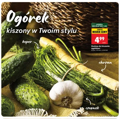 Zestaw do kiszenia ogórków koper chrzan czosnek promocja w Biedronka