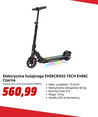 Hulajnoga elektryczna Evercross Tech EV06C promocja w Media Markt