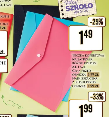 Teczka kopertowa na zatrzask A4 promocja w Dino