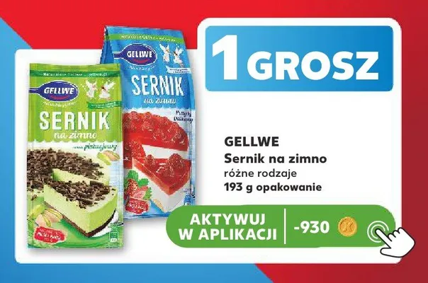 Sernik na zimno o smaku truskawkowym Gellwe promocja w Kaufland