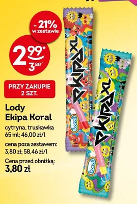 Lody Ekipa Koral truskawka promocja w Żabka