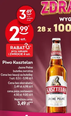 Piwo Kasztelan Jasne Pełne promocja w Żabka