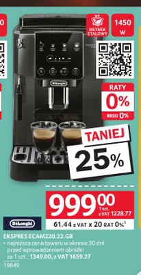 Ekspres do kawy DeLonghi ECAM220,22.GB promocja w Selgros