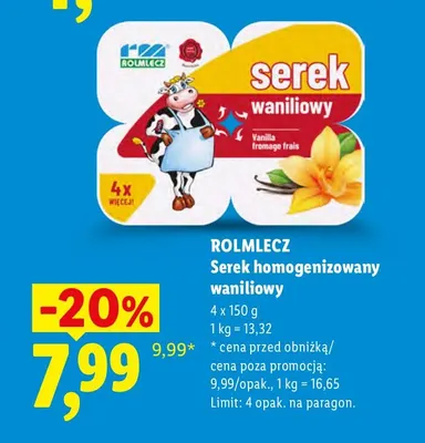 Serek homogenizowany waniliowy Rolmlecz 4-pak promocja w Lidl