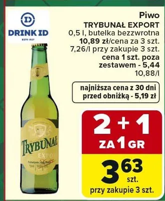 Piwo Trybunał Export bezzwrotna promocja w Carrefour