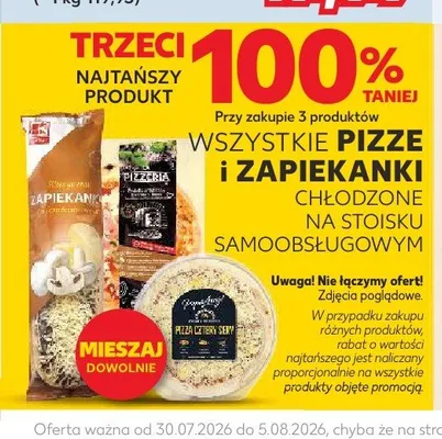 Pizze i zapiekanki chłodzone na stoisku samoobsługowym promocja w Kaufland