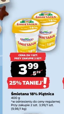Śmietana 18% Piątnica promocja w Netto