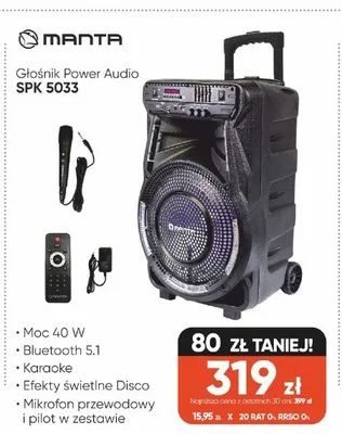 Głośnik Power Audio MANTA SPK 5033 promocja w Max Elektro