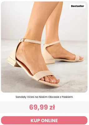 Sandały Vices na niskim obcasie z paskiem promocja w Renee