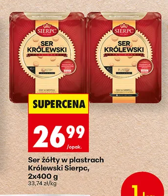 Ser żółty w plastrach Królewski Sierpc 2-pak promocja w Biedronka