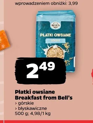 Płatki owsiane błyskawiczne Breakfast from Bell's promocja w Netto