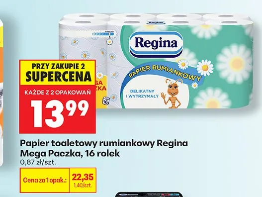 Papier toaletowy rumiankowy Regina Mega Paczka promocja w Biedronka