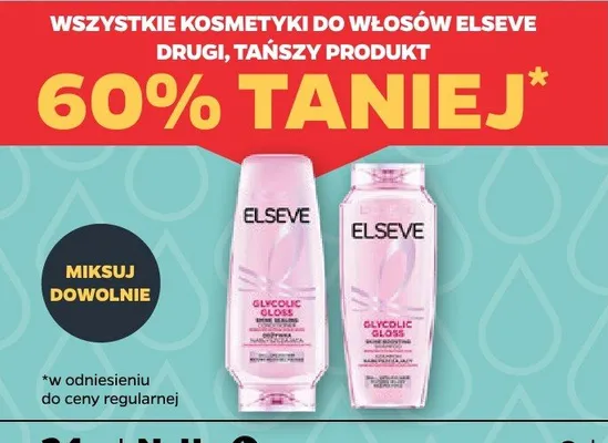 Kosmetyki do włosów Elseve drugi tańszy produkt 60% taniej promocja w Netto