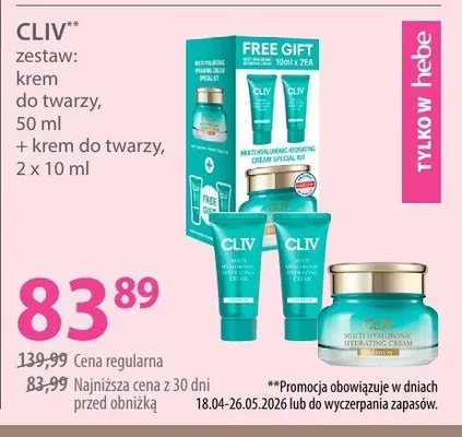 Zestaw: krem do twarzy 50ml + krem do twarzy 2x10ml CLIV promocja w Hebe