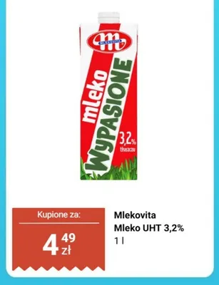 Mleko UHT Mlekovita Wypasione 3,2% promocja w Biedronka