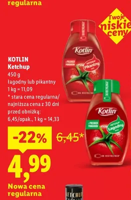 Ketchup łagodny Kotlin promocja w Lidl