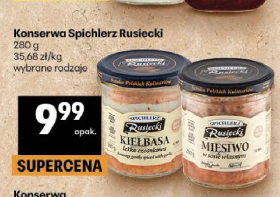 Konserwa Spichlerz Rusiecki Mięsiwo w sosie własnym promocja w Delikatesy Centrum