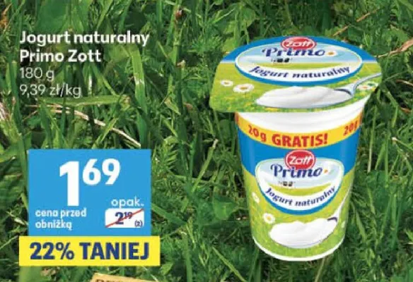 Jogurt naturalny Primo Zott promocja w Delikatesy Centrum