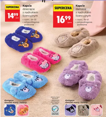 Kapcie dziecięce z nadrukiem licencyjnym promocja w Biedronka