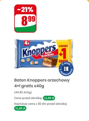 Baton orzechowy 4+1 gratis promocja w Dino