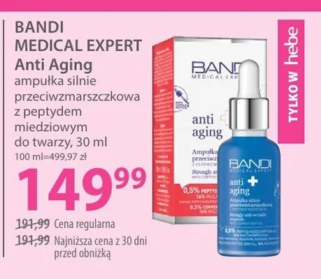 Ampułka silnie przeciwzmarszczkowa z peptydem miedziowym do twarzy Anti Aging promocja w Hebe