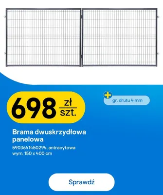Brama dwuskrzydłowa panelowa promocja w Castorama