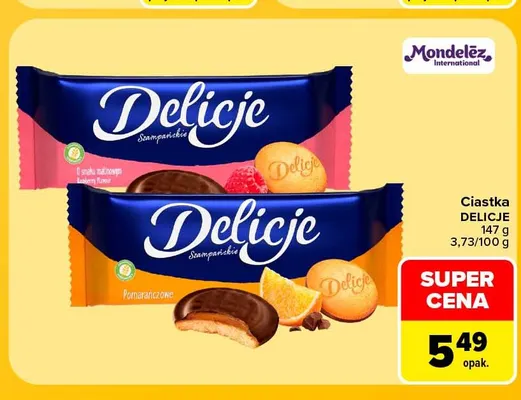 Ciastka Delicje Szampańskie o smaku malinowym promocja w Carrefour