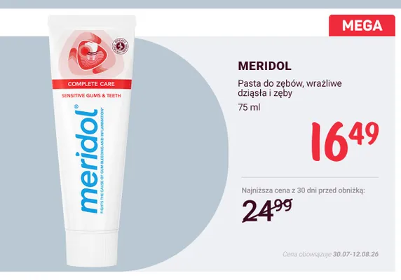 Pasta do zębów Meridol wrażliwe dziąsła i zęby promocja w Rossmann