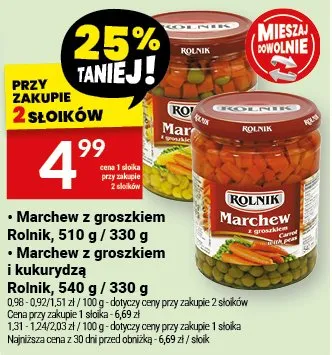 Marchew z groszkiem, marchew z groszkiem i kukurydzą promocja w Twój Market